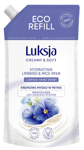 Luksja Creamy & Soft Hydrating Hand Wash Linseed & Rice Milk 93% Natural Vegan 400ml - Refill