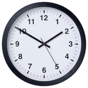 TJALLA Wall clock, low-voltage/black, 28 cm
