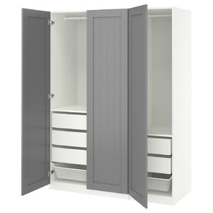 PAX / GULLABERG Wardrobe combination, white/grey, 150x60x201 cm