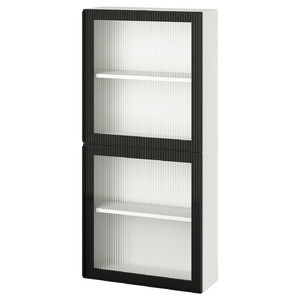 BESTÅ Wall cabinet with 2 doors, white/Fällsvik anthracite, 60x22x128 cm