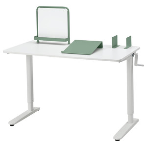 RELATERA Desk combination sit/stand, white/light grey-green, 117x60 cm