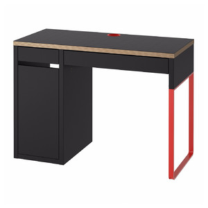 MICKE Desk, anthracite, red, 105x50 cm