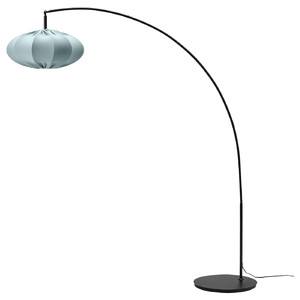 REGNSKUR / SKAFTET Floor lamp, arched, turquoise/black