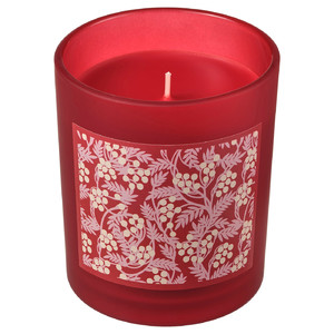 VINTERFINT Scented candle in glass, Cinnamon & sugar red, 45 hr