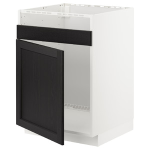 METOD Base cab f HAVSEN single bowl sink, white/Lerhyttan black stained, 60x60 cm