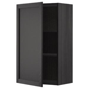 METOD Wall cabinet with shelves, black/Lerhyttan black stained, 60x100 cm