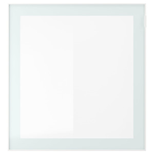 GLASSVIK Glass door, white/light green frosted glass, 60x64 cm