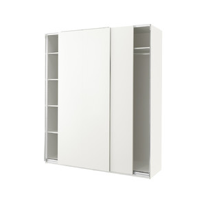 PAX / HASVIK Wardrobe, white/white, 200x66x236 cm