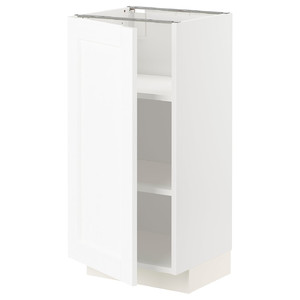 METOD Base cabinet with shelves, white Enköping/white wood effect, 40x37 cm