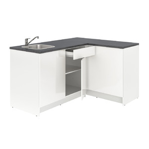 KNOXHULT Corner kitchen, high-gloss/white, 183x122x91 cm