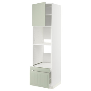 METOD / MAXIMERA Hi cab f ov/combi ov w dr/2 drwrs, white/Stensund light green, 60x60x220 cm