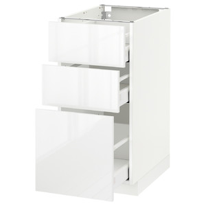 METOD/MAXIMERA Base cabinet with 3 drawers, white, Ringhult white, 40x61.8x88 cm