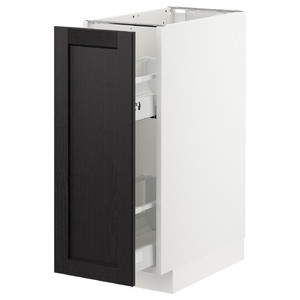 METOD Base cabinet/pull-out int fittings, white/Lerhyttan black stained, 30x60 cm