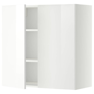 METOD Wall cabinet with shelves/2 doors, white/Ringhult white, 80x80 cm