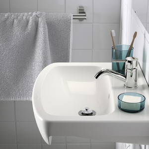 BJÖRKÅN Wash-basin with water trap, white, 54x40 cm
