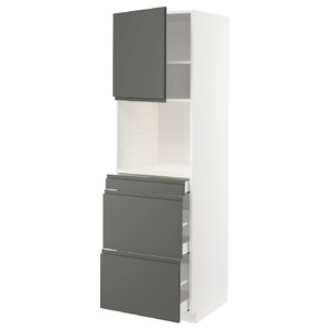 METOD / MAXIMERA Hi cab f micro combi w door/3 drwrs, white/Voxtorp dark grey, 60x60x200 cm