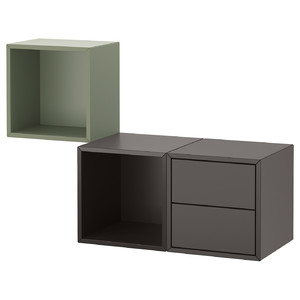 EKET Wall-mounted storage combination, dark grey/grey-green, 105x35x70 cm