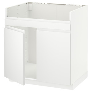 METOD Base cab f HAVSEN double bowl sink, white/Voxtorp matt white, 80x60 cm