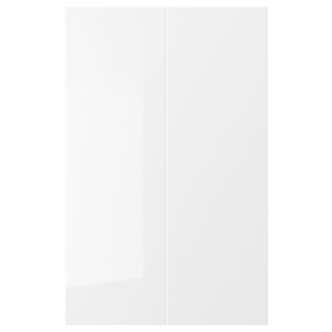 RINGHULT 2-p door f corner base cabinet set, high-gloss white, 25x80 cm