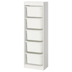 TROFAST Storage combination with boxes, white/white, 46x30x145 cm