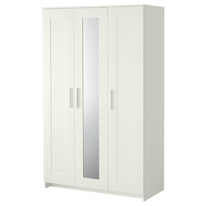 BRIMNES Wardrobe with 3 doors, white, 117x190 cm