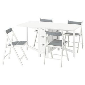 NORDEN / FRÖSVI Table and 4 chairs, white/Knisa light grey, 26/89/152 cm