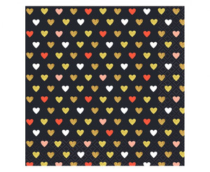 Paper Napkin Hearts 33x33cm 20pcs, black