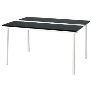 MITTZON Conference table, black stained ash veneer/white, 140x108x75 cm