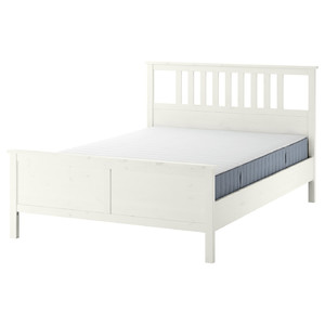 HEMNES Bed frame with mattress, white stain/Valevåg firm, 140x200 cm