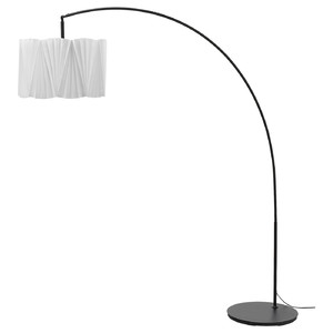 KUNGSHULT / SKAFTET Floor lamp, arched, white/black
