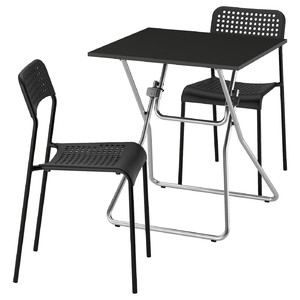 GUNDE / ADDE Table and 2 chairs, folding black/black, 67x67 cm