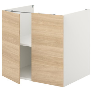 ENHET Bc w shlf/doors, white, oak effect, 80x60x75 cm