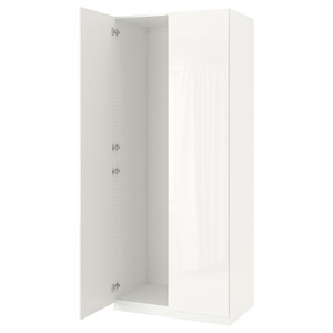 PAX / FARDAL Wardrobe with 2 doors, white/high-gloss/white, 100x60x236 cm