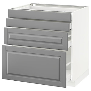 METOD / MAXIMERA Base cab 4 frnts/4 drawers, white/Bodbyn grey, 80x60 cm