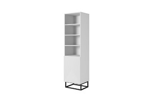 Shelving Unit Bookcase Asha 50cm, metal legs, matt white