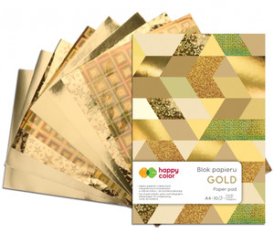 Happy Color Decorative Paper Pad 10 Sheets A5, gold