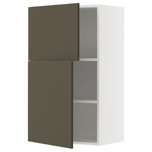 METOD Wall cabinet with shelves/2 doors, white/Havstorp brown-beige, 60x100 cm