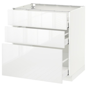 METOD / MAXIMERA Base cabinet with 3 drawers, white, Ringhult white. 80x60 cm