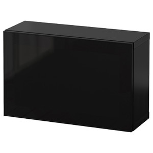 BESTÅ Wall-mounted cabinet combination, black-brown Glassvik/black smoked glass, 60x22x38 cm