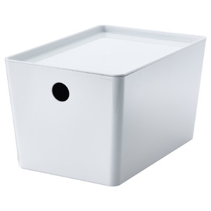 KUGGIS Box with lid, white, 18x26x15 cm