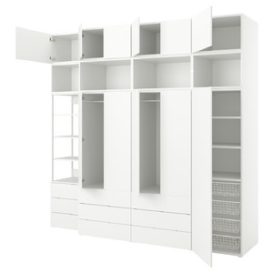 PLATSA Wardrobe with 11 doors+9 drawers, white/FONNES white, 280x57x261 cm