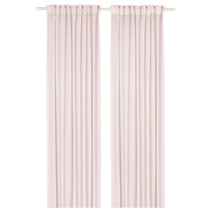 STENFRÖ Sheer curtains, 1 pair, with heading tape/pink, 145x300 cm