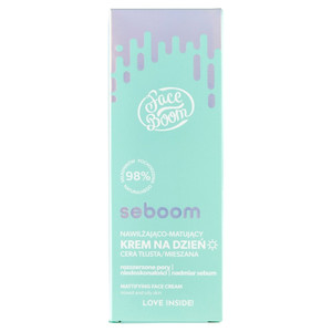 Face Boom seboom Mouisturizing & Mattifying Face Cream For Mixed & Oiled Skin For The Day 98% Natural Vegan 50ml