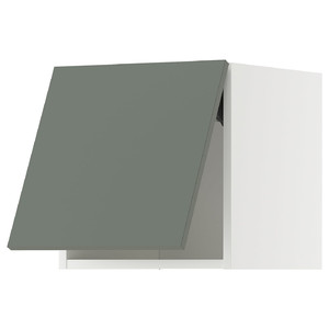 METOD Wall cabinet horizontal w push-open, white/Nickebo matt grey-green, 40x40 cm