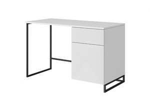 Desk with Drawer Asha 120 cm, matt white, black frame