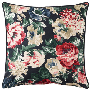 LEIKNY Cushion cover, black, multicolour, 50x50 cm