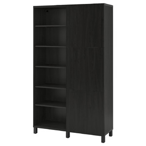 BESTÅ Storage combination with doors, black-brown, Lappviken/Stubbarp black-brown, 120x42x202 cm