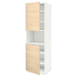 METOD High cab f micro w 2 doors/shelves, white/Askersund light ash effect, 60x60x200 cm