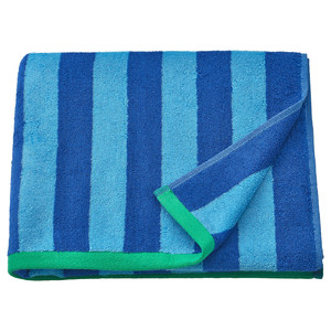 SLÅNHÖSTMAL Bath towel, bright blue/light blue striped, 70x140 cm