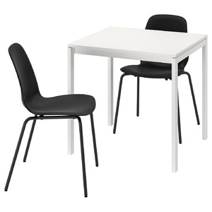 MELLTORP/LIDÅS Table and 2 chairs, white white/black black, 75x75 cm